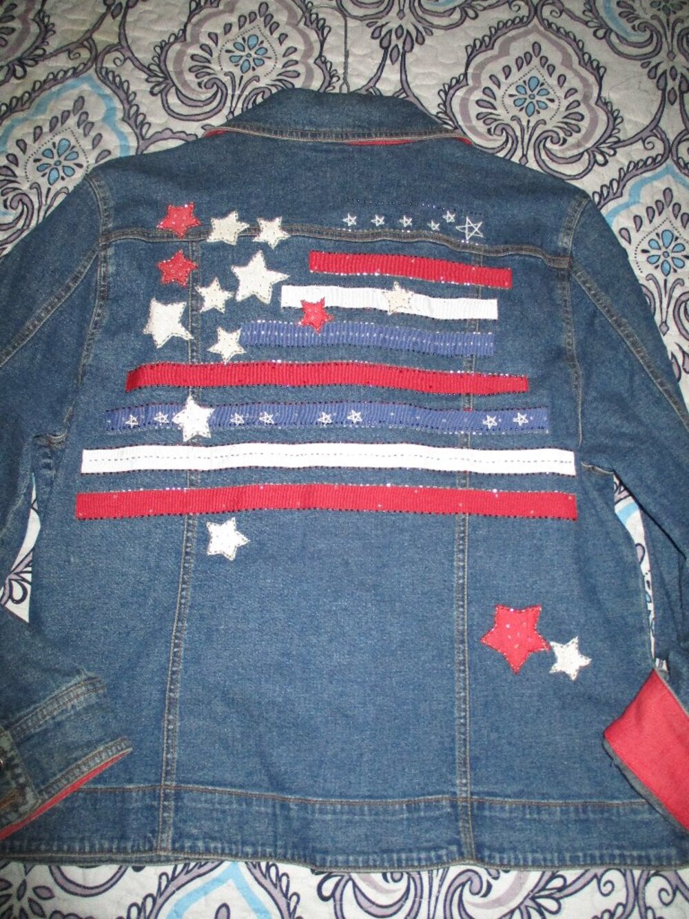 American Flag Denim Jean Jacket XL